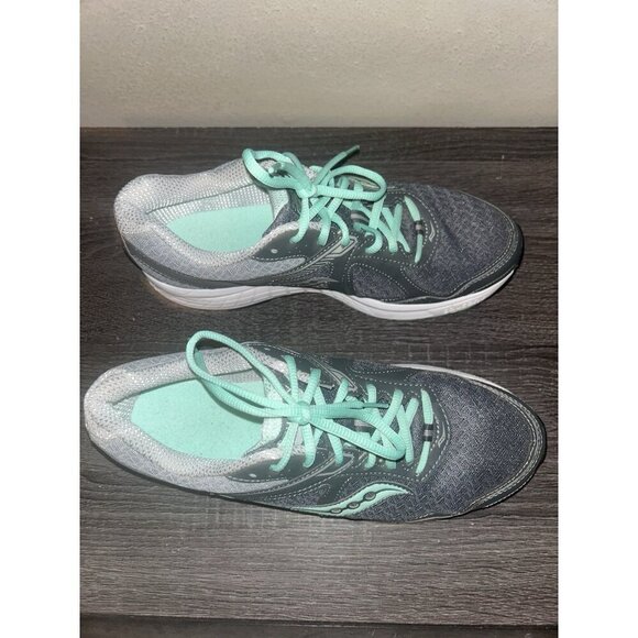 Saucony Cohesion 10 Gray/Mint Athletic Comfy Running Shoes Womens Size 11 Wide - Picture 3 of 7